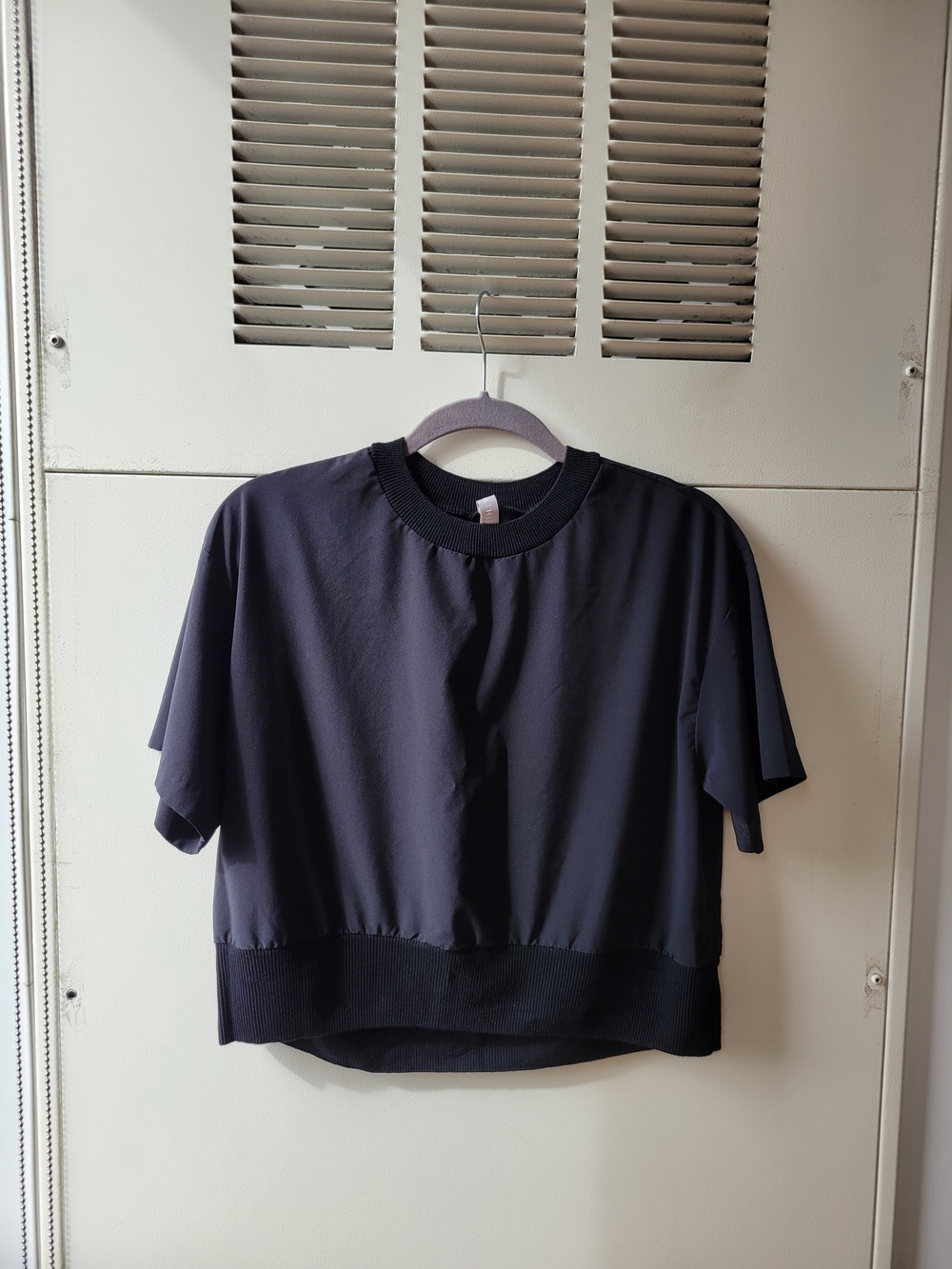 Athleta Black Ribbed-Neck Tee